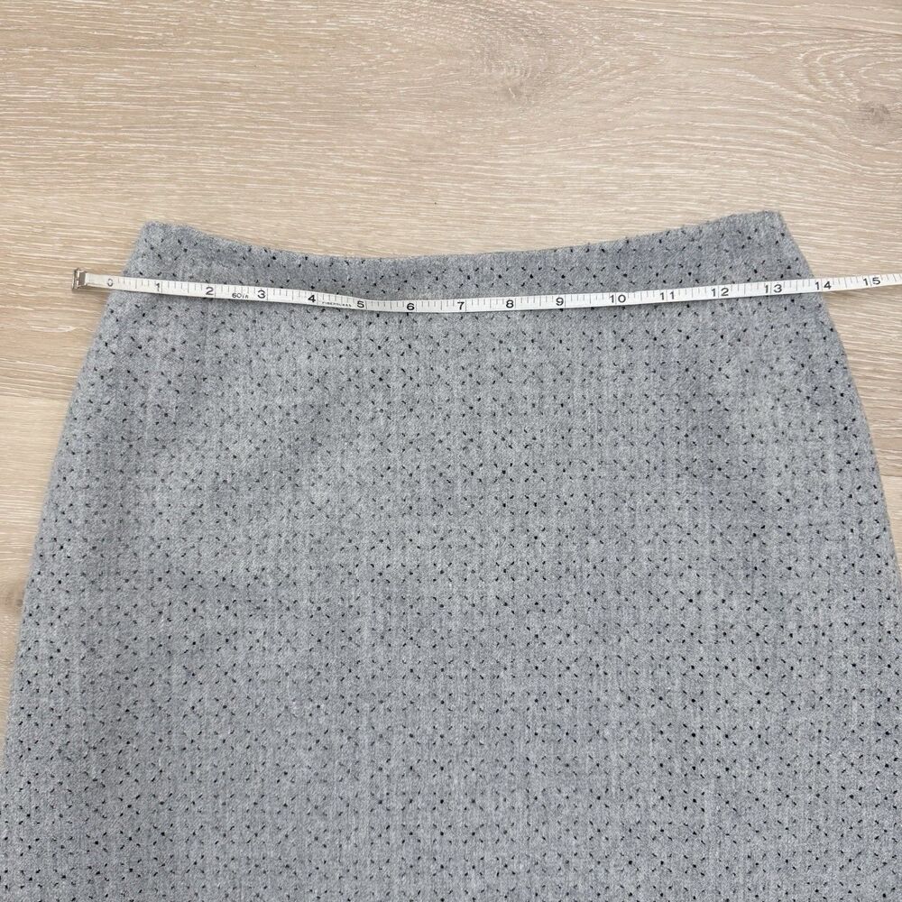 VTG Emanuel Ungaro Laser Cut Wool Skirt 90s Archival Minimalist Career Gray 4 38 - Picture 6 of 12